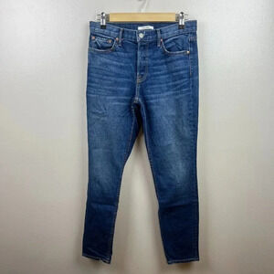 GRLFRND Yasmin Mid Rise Skinny Jeans Size 26 Joan Jett Wash Blue Button Fly